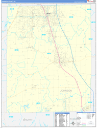 Johnson County, IN Wall Map Zip Code Basic Style 2024