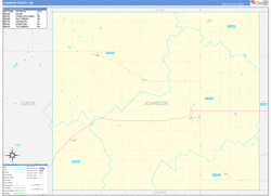 Johnson County, NE Wall Map Zip Code Basic Style 2023