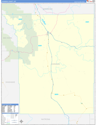 Johnson County, WY Wall Map Zip Code Basic Style 2024