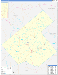 Karnes County, TX Wall Map Zip Code Basic Style 2024
