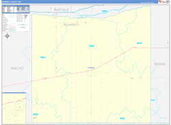 Kearney County, NE Wall Map Zip Code Basic Style 2024