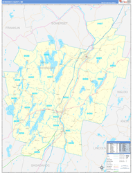 Kennebec County, ME Wall Map Zip Code Basic Style 2024