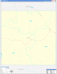Kent County, TX Wall Map Zip Code Basic Style 2024