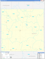 Keokuk County, IA Wall Map Zip Code Basic Style 2024