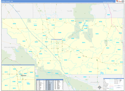 Kern County, CA Wall Map Zip Code Basic Style 2024