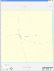 King County, TX Wall Map Zip Code Basic Style 2024