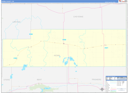 Kiowa County, CO Wall Map Zip Code Basic Style 2024