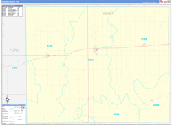 Kiowa County, KS Wall Map Zip Code Basic Style 2024