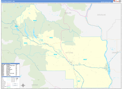 Kittitas County, WA Wall Map Zip Code Basic Style 2024