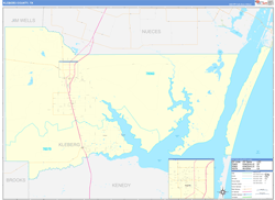 Kleberg County, TX Wall Map Zip Code Basic Style 2024