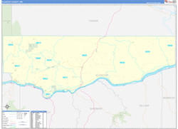 Klickitat County, WA Wall Map Zip Code Basic Style 2024