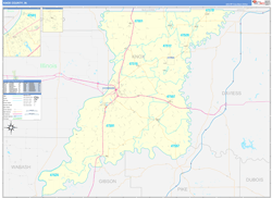 Knox County, IN Wall Map Zip Code Basic Style 2024