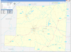 Knox County, OH Wall Map Zip Code Basic Style 2024