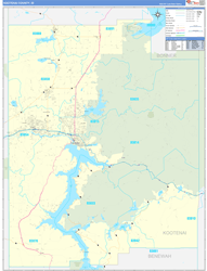Kootenai County, ID Wall Map Zip Code Basic Style 2024