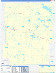 Kosciusko County, IN Wall Map Zip Code Basic Style 2024