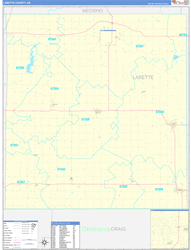 Labette County, KS Wall Map Zip Code Basic Style 2024