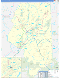 Lackawanna County, PA Wall Map Zip Code Basic Style 2024