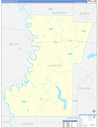 Lafayette County, AR Wall Map Zip Code Basic Style 2024