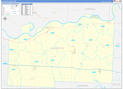 Lafayette County, MO Wall Map Zip Code Basic Style 2024