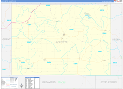 Lafayette County, WI Wall Map Zip Code Basic Style 2024