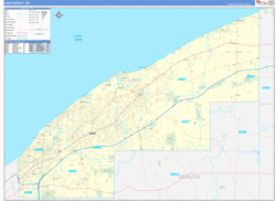 Lake County, OH Wall Map Zip Code Basic Style 2024