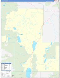 Lake County, OR Wall Map Zip Code Basic Style 2024