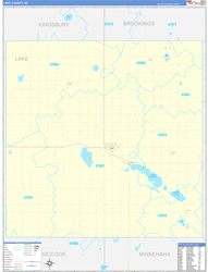 Lake County, SD Wall Map Zip Code Basic Style 2024