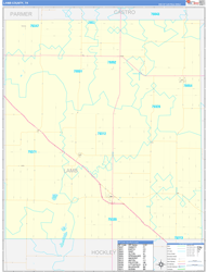 Lamb County, TX Wall Map Zip Code Basic Style 2024