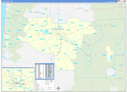 Lane County, OR Wall Map Zip Code Basic Style 2024