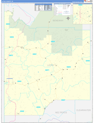 Latah County, ID Wall Map Zip Code Basic Style 2024