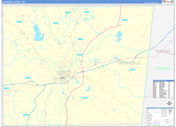 Lauderdale County, MS Wall Map Zip Code Basic Style 2024