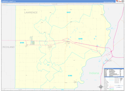 Lawrence County, IL Wall Map Zip Code Basic Style 2024