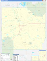 Lawrence County, IN Wall Map Zip Code Basic Style 2024