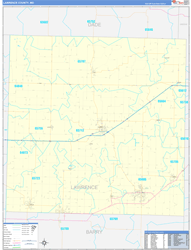 Lawrence County, MO Wall Map Zip Code Basic Style 2024