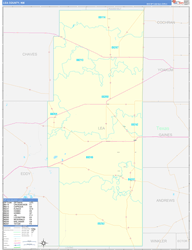 Lea County, NM Wall Map Zip Code Basic Style 2024