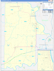 Leavenworth County, KS Wall Map Zip Code Basic Style 2024