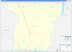 Lee County, GA Wall Map Zip Code Basic Style 2024