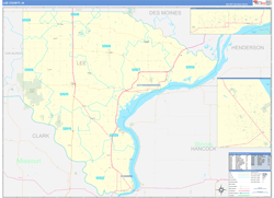 Lee County, IA Wall Map Zip Code Basic Style 2024