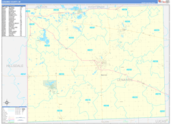 Lenawee County, MI Wall Map Zip Code Basic Style 2024