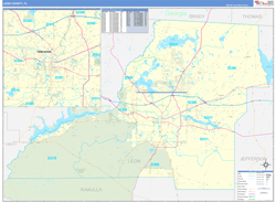 Leon County, FL Wall Map Zip Code Basic Style 2023