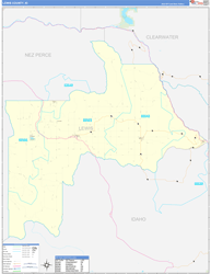 Lewis County, ID Wall Map Zip Code Basic Style 2024