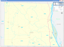 Lewis County, MO Wall Map Zip Code Basic Style 2024