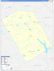 Limestone County, TX Wall Map Zip Code Basic Style 2024