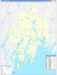 Lincoln County, ME Wall Map Zip Code Basic Style 2024