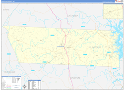 Lincoln County, NC Wall Map Zip Code Basic Style 2024