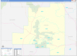 Lincoln County, NM Wall Map Zip Code Basic Style 2024