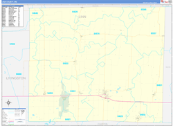 Linn County, MO Wall Map Zip Code Basic Style 2024