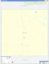 Logan County, NE Wall Map Zip Code Basic Style 2024