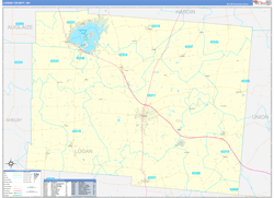 Logan County, OH Wall Map Zip Code Basic Style 2024