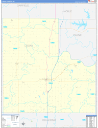 Logan County, OK Wall Map Zip Code Basic Style 2024